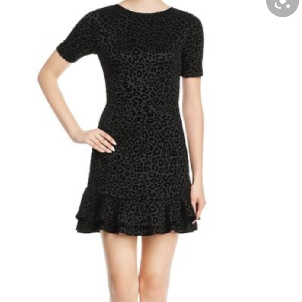 AQUA Velvet Animal Print Flounce Dress